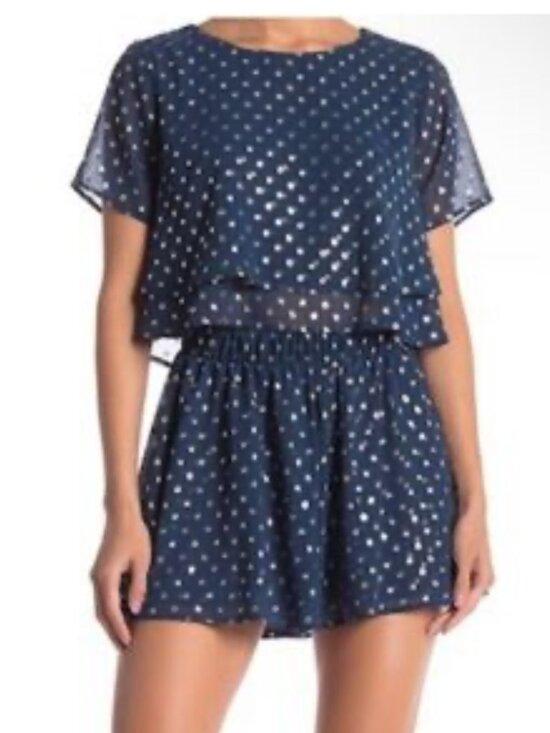 Show Me Your MuMu Tops - Show Me Your Mumu Candice Crop Top Teal Gold Polka Dot Sz M